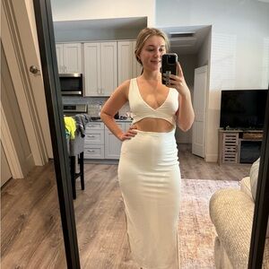 Lulu's Ivory Cutout Maxi Dress